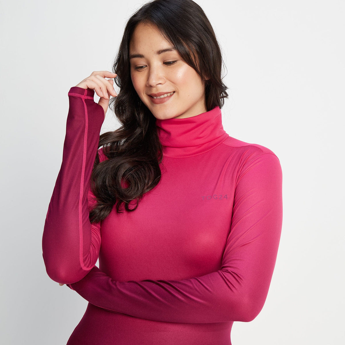 Snowdon Womens Thermal Roll Neck Base Layer - Raspberry Gradient - Image 2