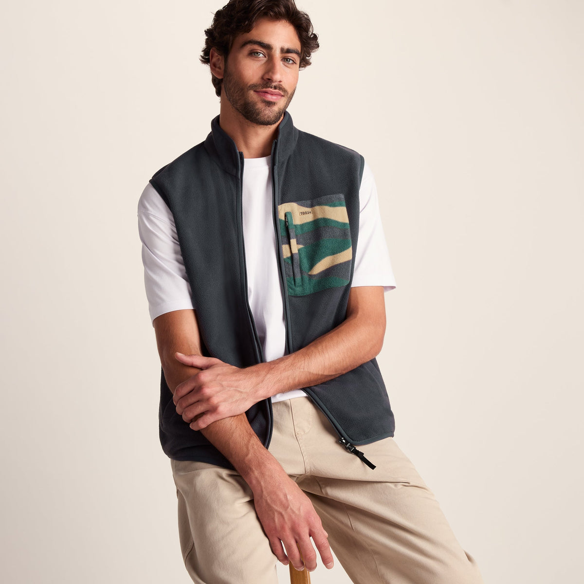 Stark Mens Relaxed Fit Microfleece Gilet - Deep Slate - Image 5