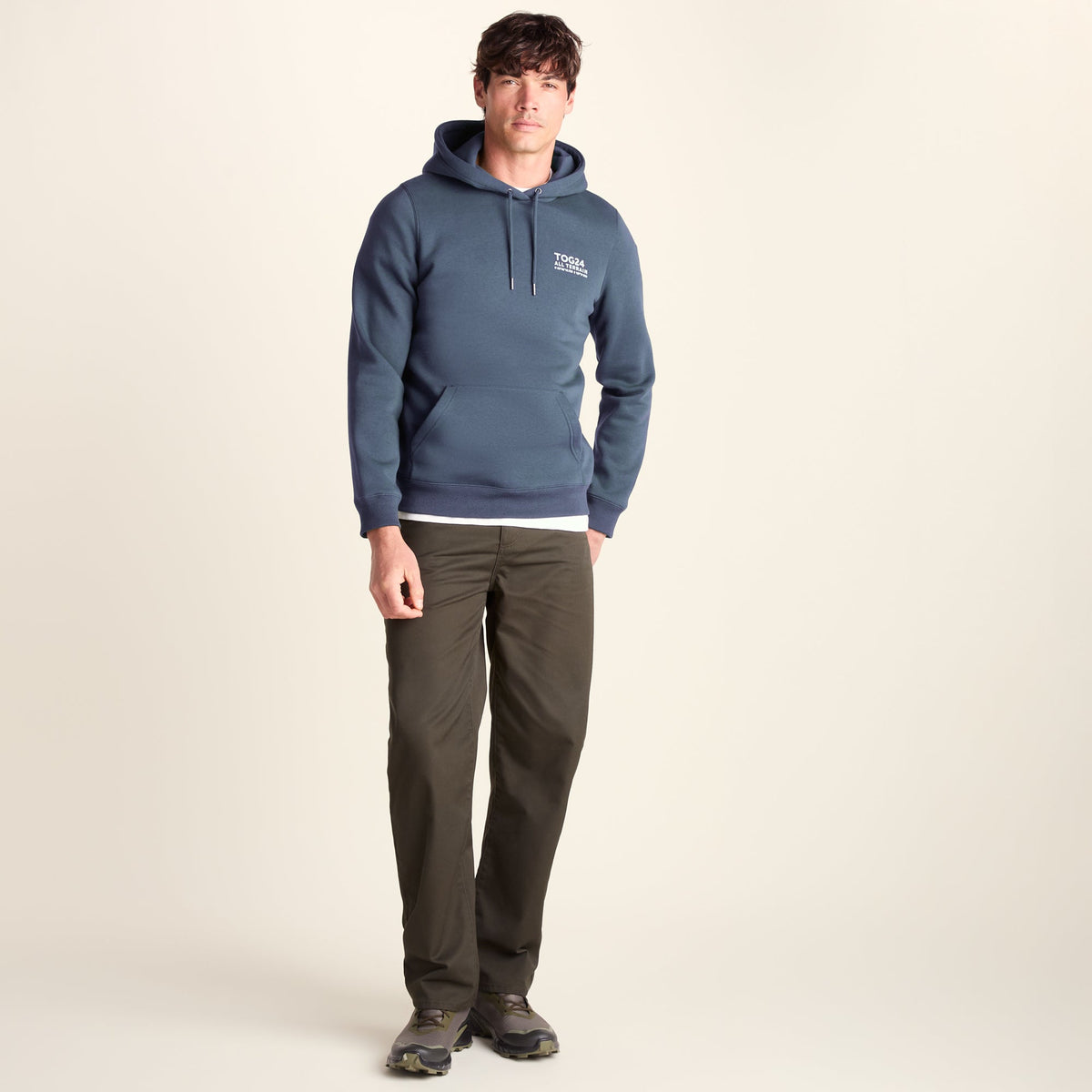 Terrain Mens Supersoft Heavyweight Graphic Print Hoodie - Smokey Blue - Image 3
