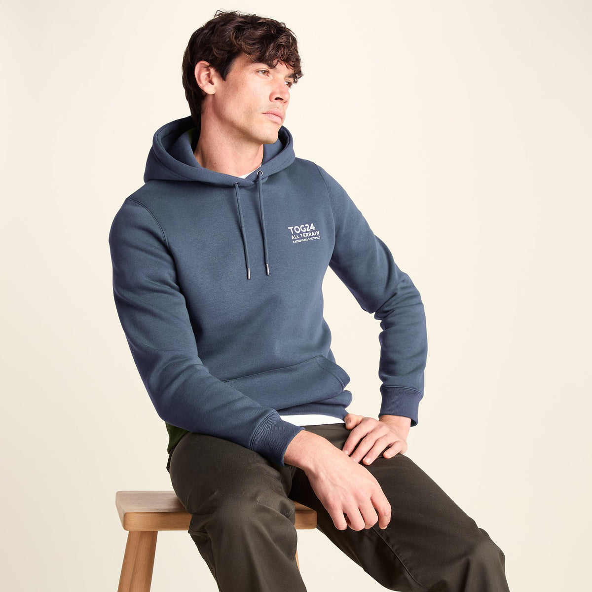 Terrain Mens Supersoft Heavyweight Graphic Print Hoodie - Smokey Blue - Image 5