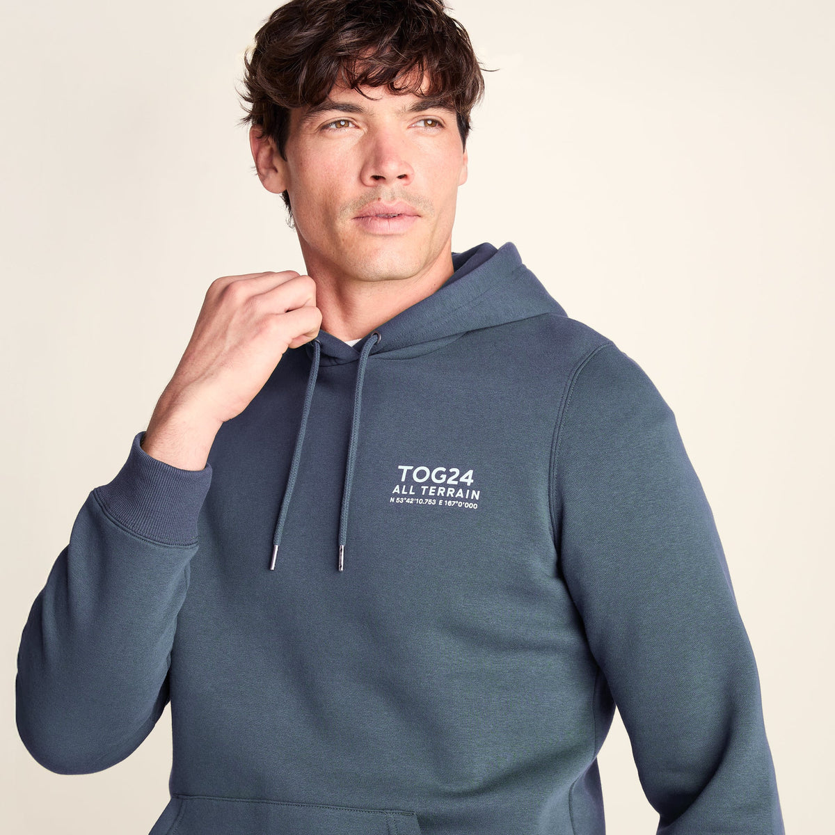 Terrain Mens Supersoft Heavyweight Graphic Print Hoodie - Smokey Blue - Image 6