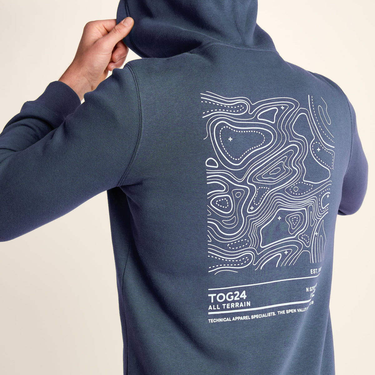Terrain Mens Supersoft Heavyweight Graphic Print Hoodie - Smokey Blue - Image 7