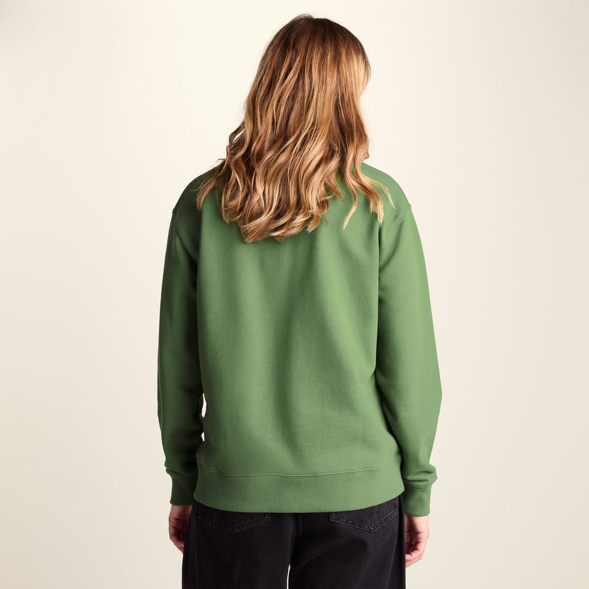 Tia Womens Heavyweight 100% Cotton Crew Neck Sweatshirt - Dark Matcha - Image 3