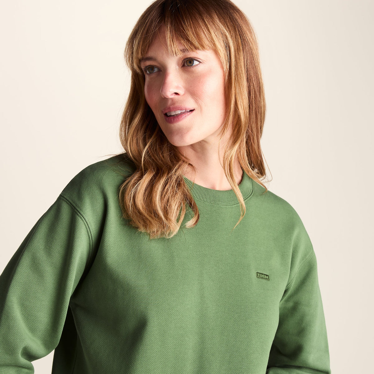 Tia Womens Heavyweight 100% Cotton Crew Neck Sweatshirt - Dark Matcha - Image 5
