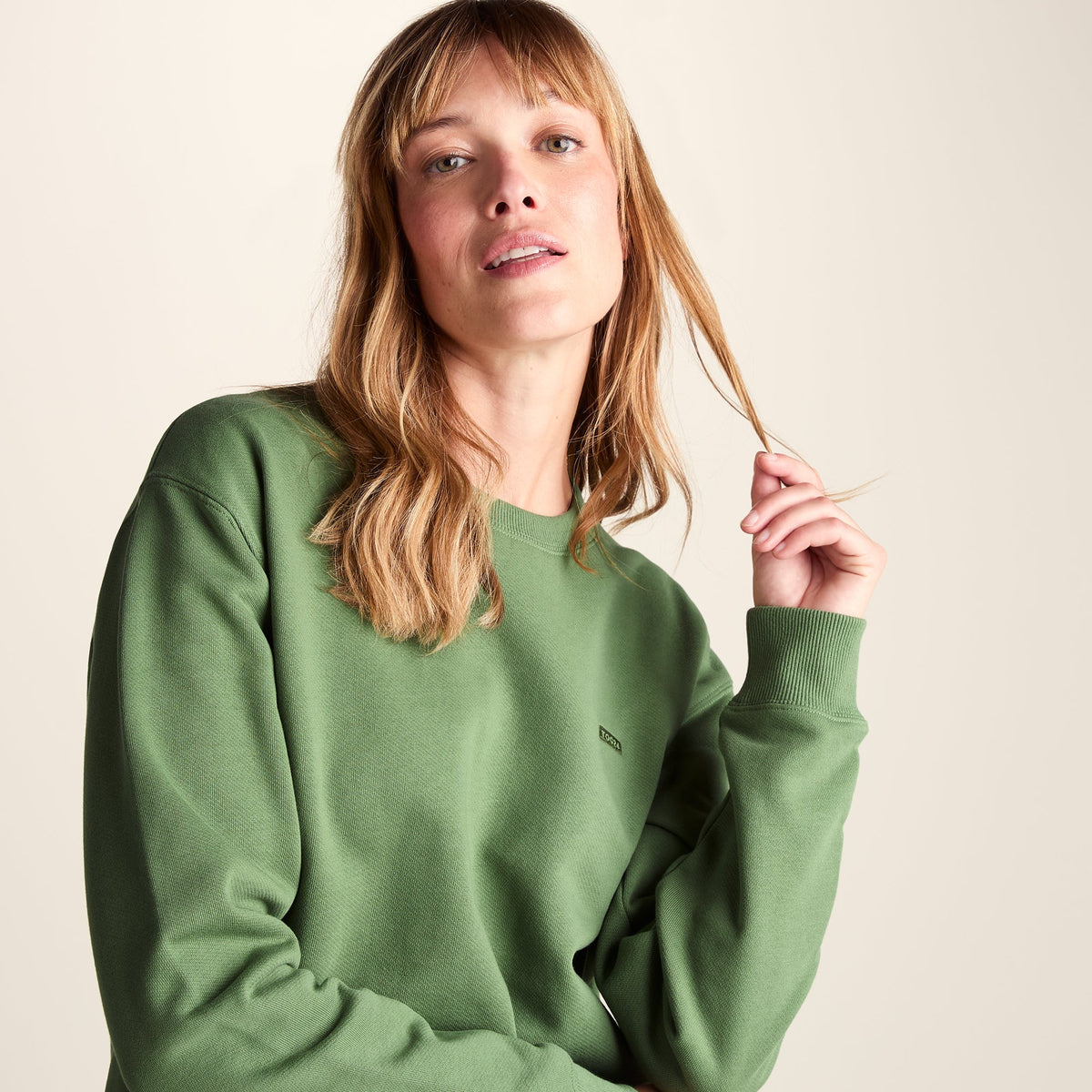 Tia Womens Heavyweight 100% Cotton Crew Neck Sweatshirt - Dark Matcha - Image 6
