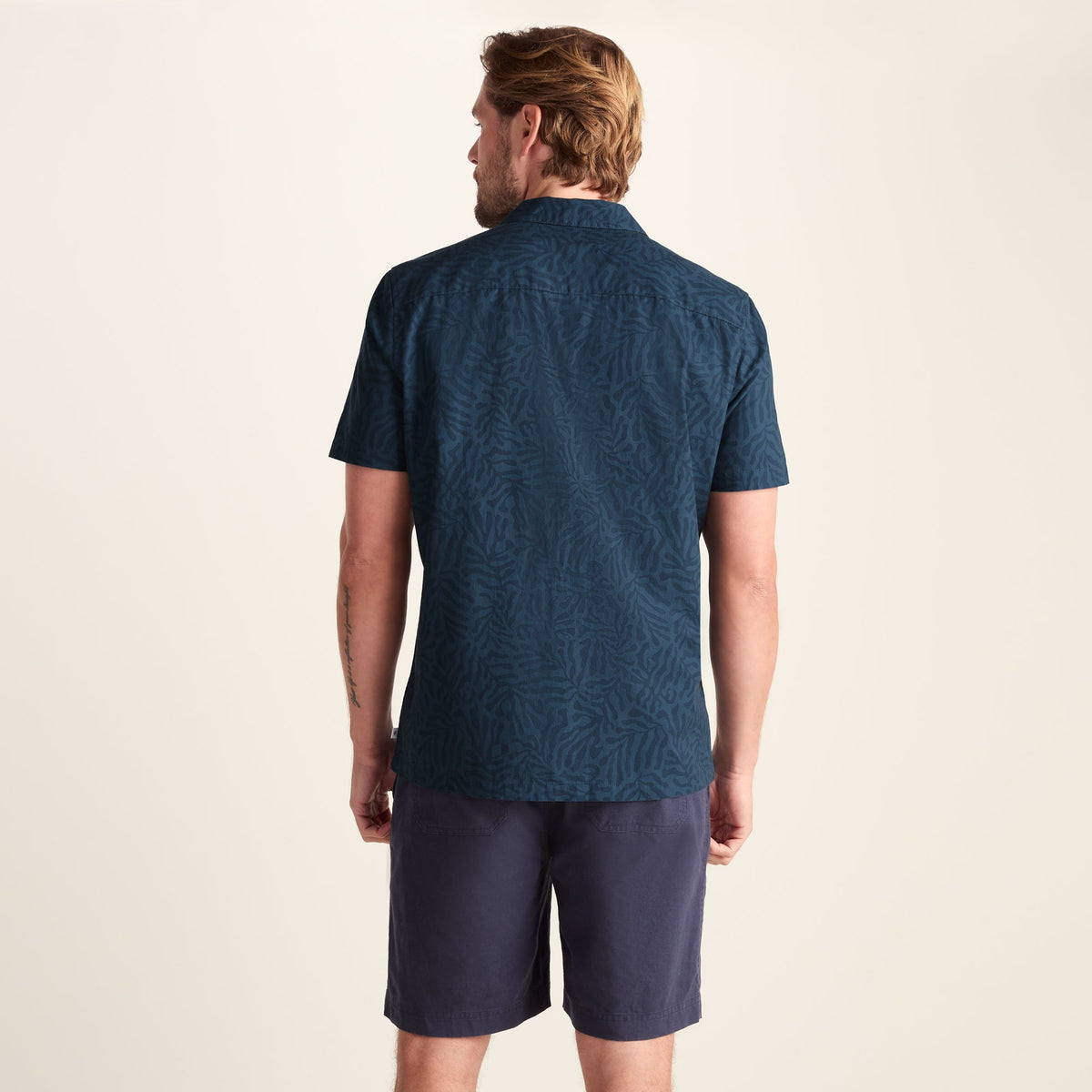 Wallsend Mens Short Sleeve 100% Cotton Supersoft Shirt - Deep Teal Print - Image 3