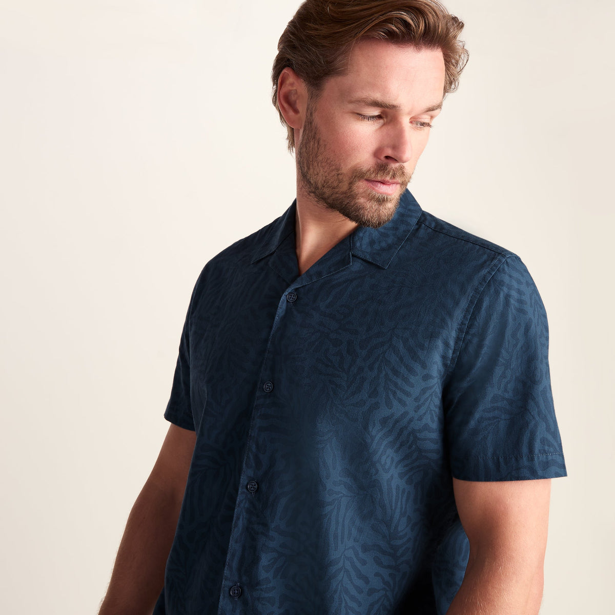 Wallsend Mens Short Sleeve 100% Cotton Supersoft Shirt - Deep Teal Print - Image 5