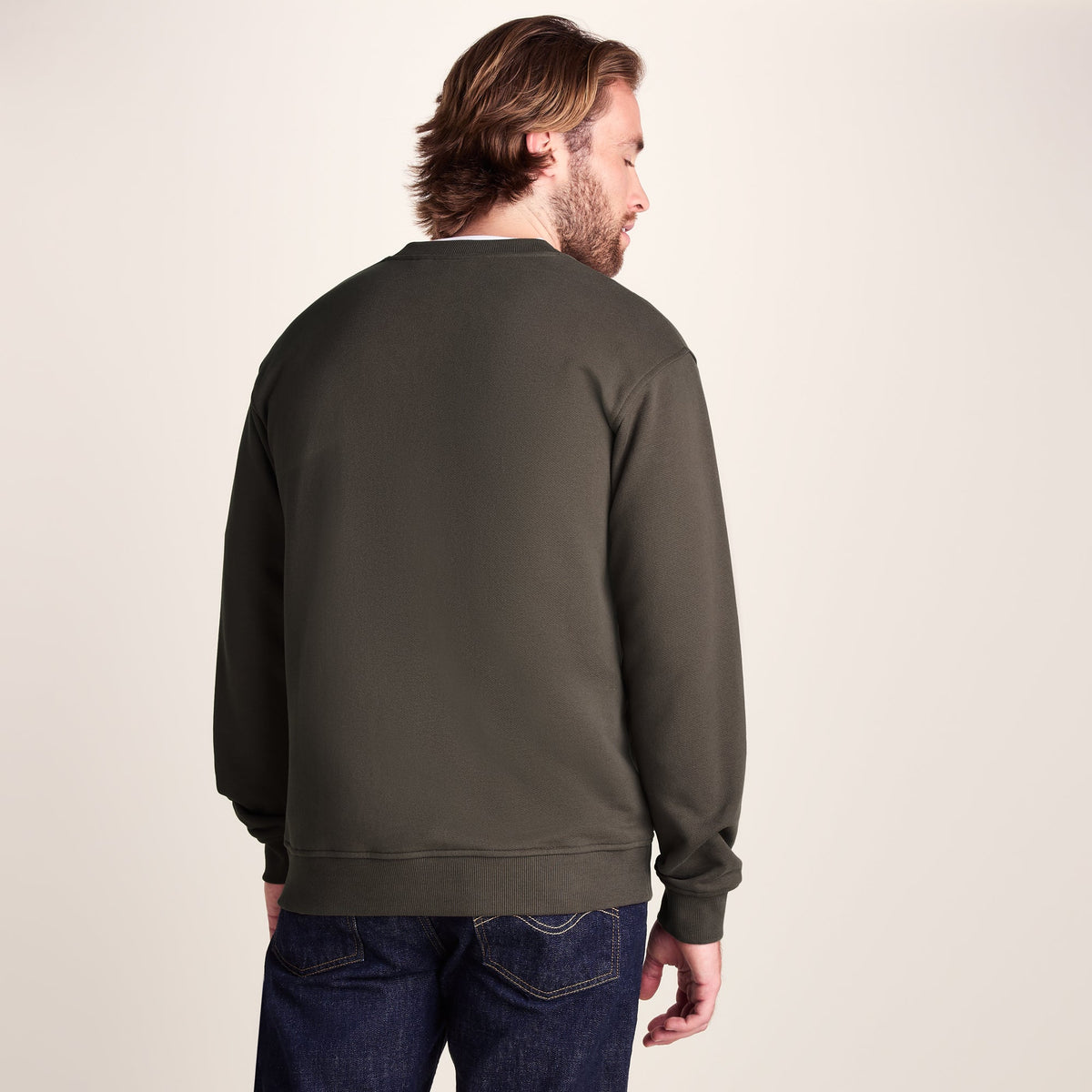 Warren Mens Relaxed Fit 100% Cotton Heavyweight Sweat - Ash Brown - Image 3