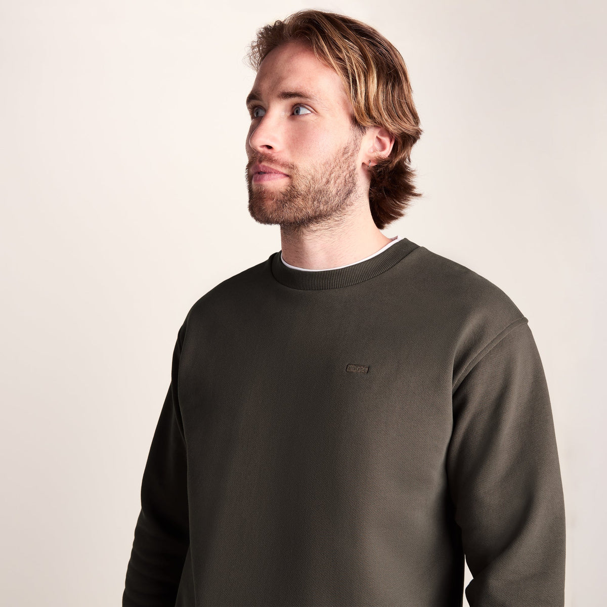 Warren Mens Relaxed Fit 100% Cotton Heavyweight Sweat - Ash Brown - Image 5