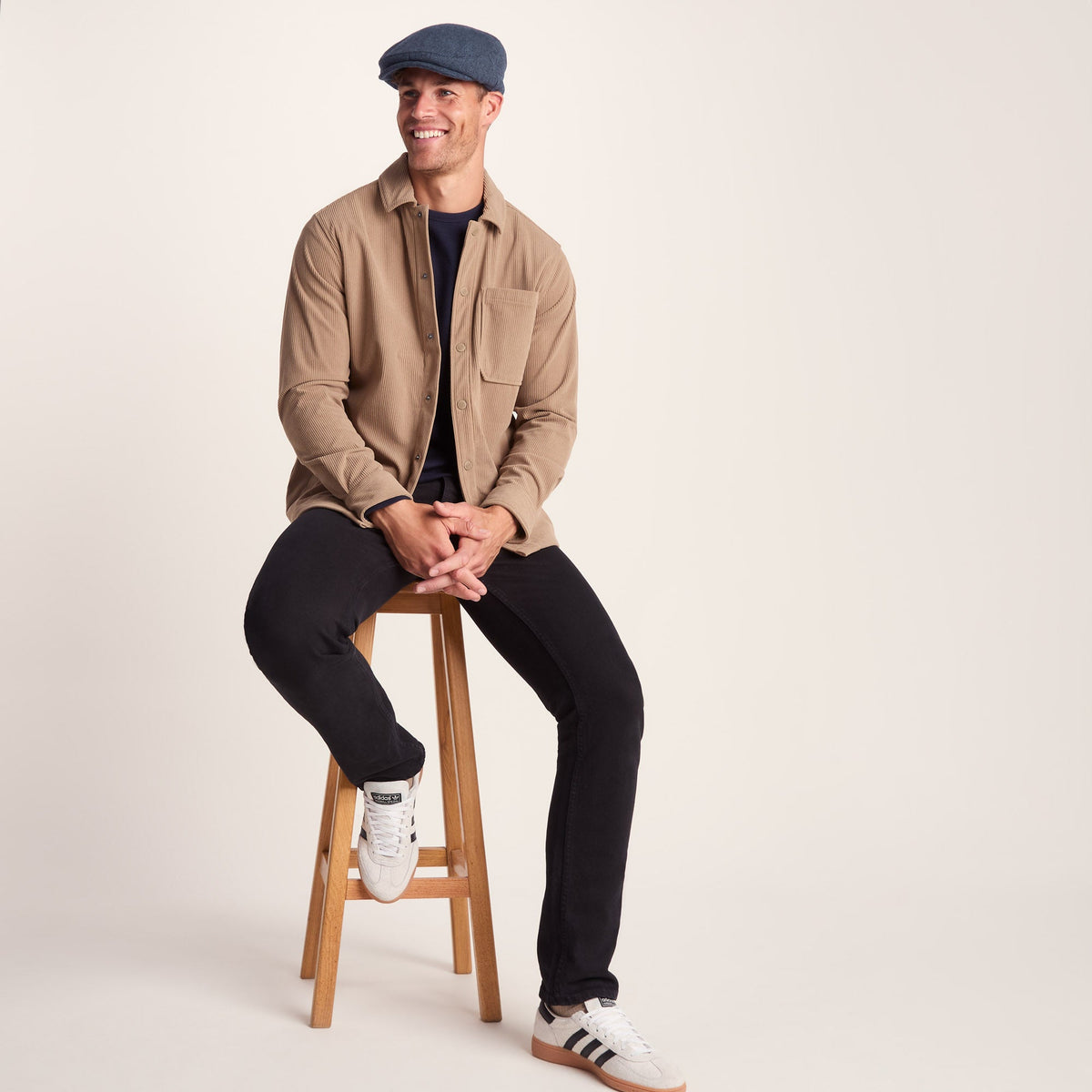 Weighton Knit Flat Cap - Blue Marl