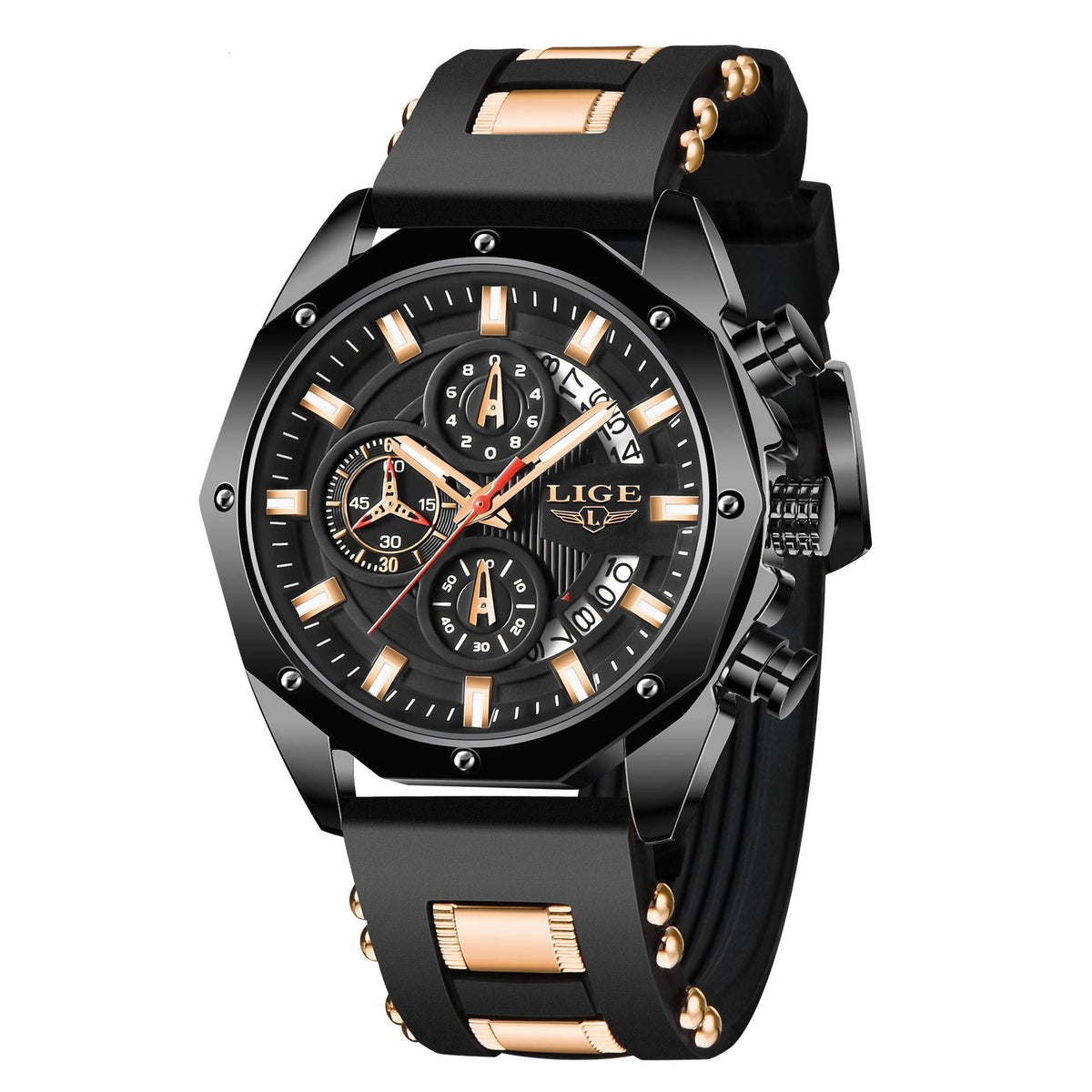 Waterproof Quartz Chronograph Wristwatch - Black