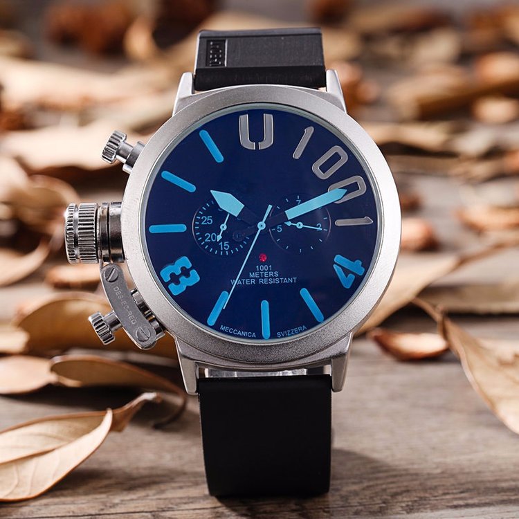 Self-Winding Stainless Steel Wristwatch - Blue