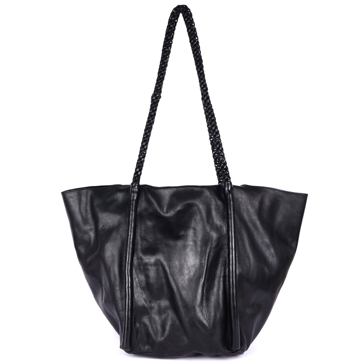 Voyage Leather Tote Bag (Lg) - Black