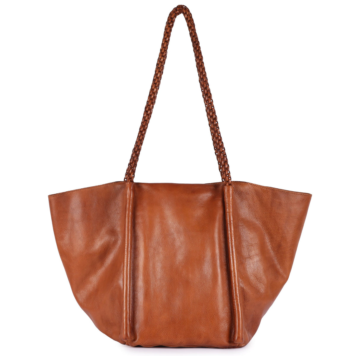 Voyage Leather Tote Bag (Lg) - Cognac