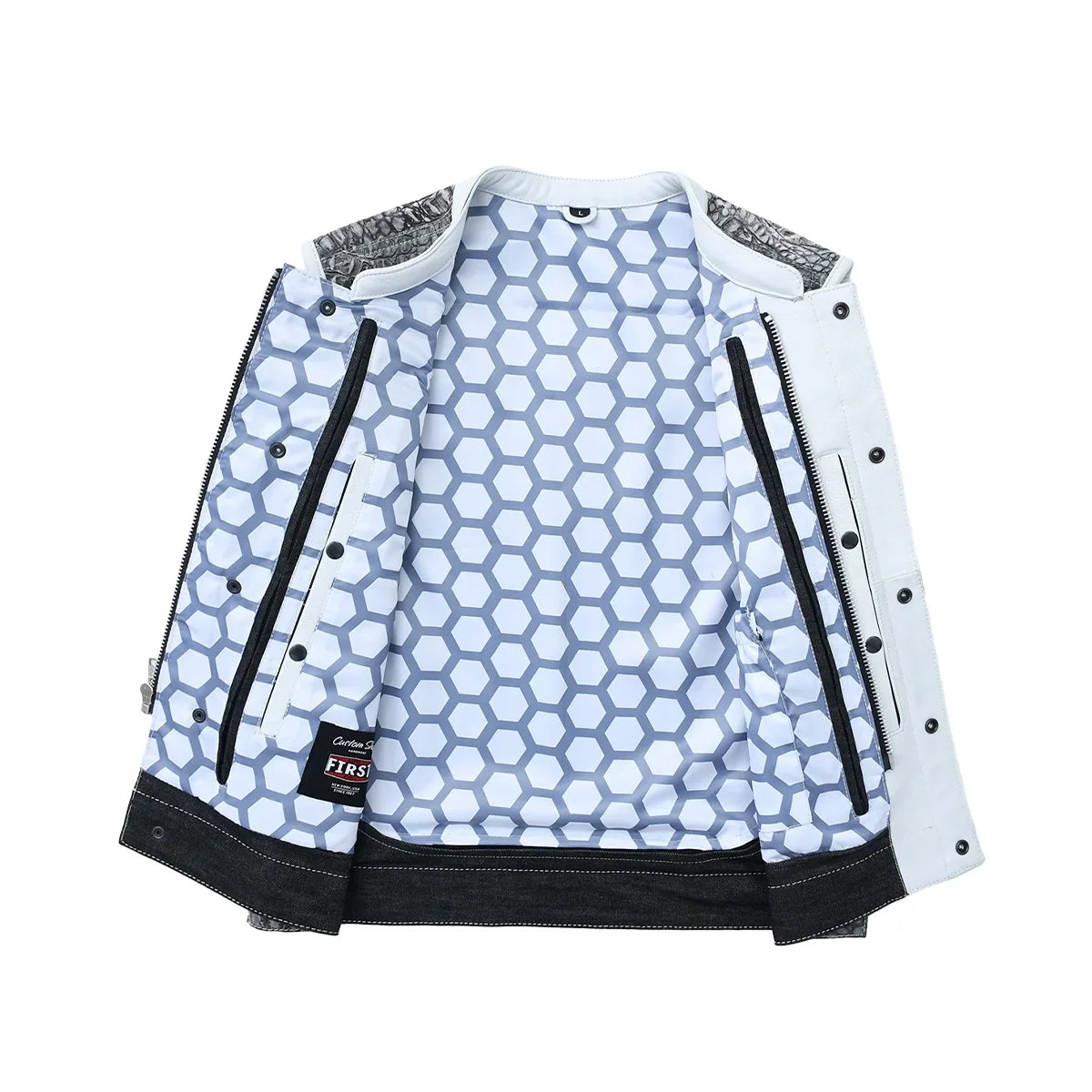 Road Cartel - Men’s Croc Texture Leather/Denim Motorcycle Vest