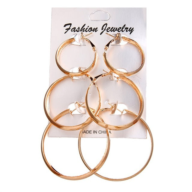 Hot Selling Accessories, Rock Exaggerated Earrings - Golden threepiece suit