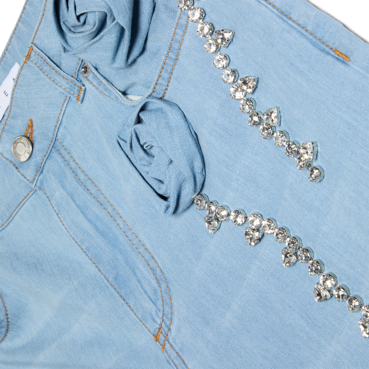 AREA Crystal Rosette Wide Leg Jean (Super light blue) - Image 3