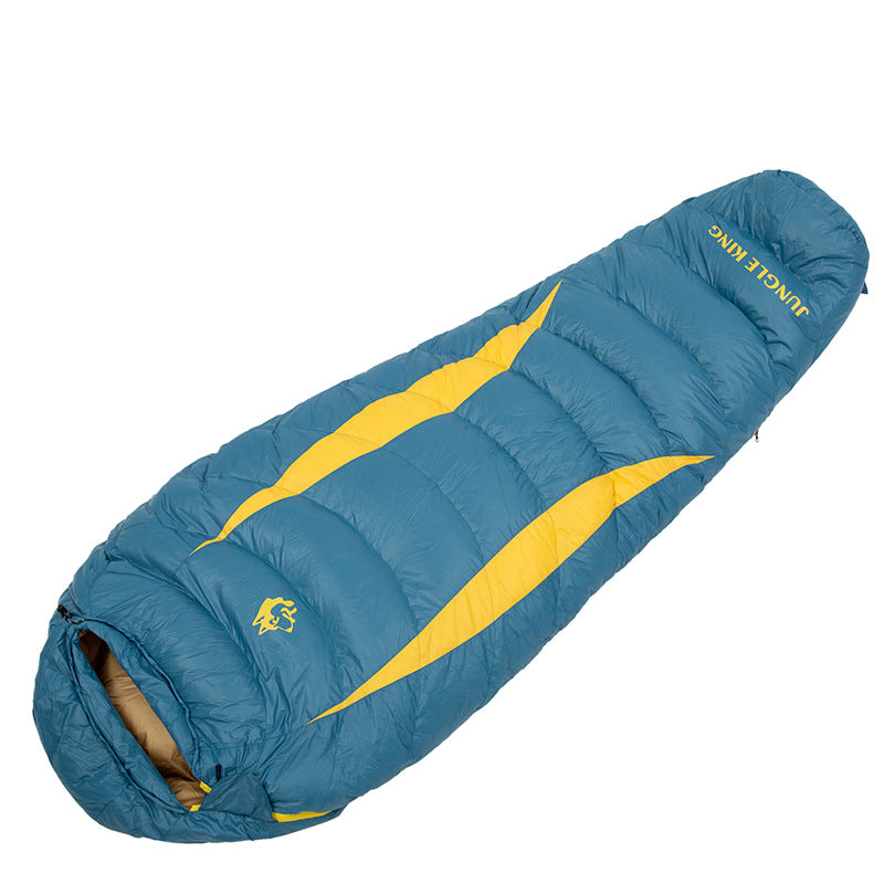 Outdoor Down Camping Sleeping Bag - Fog Blue And Yellow
