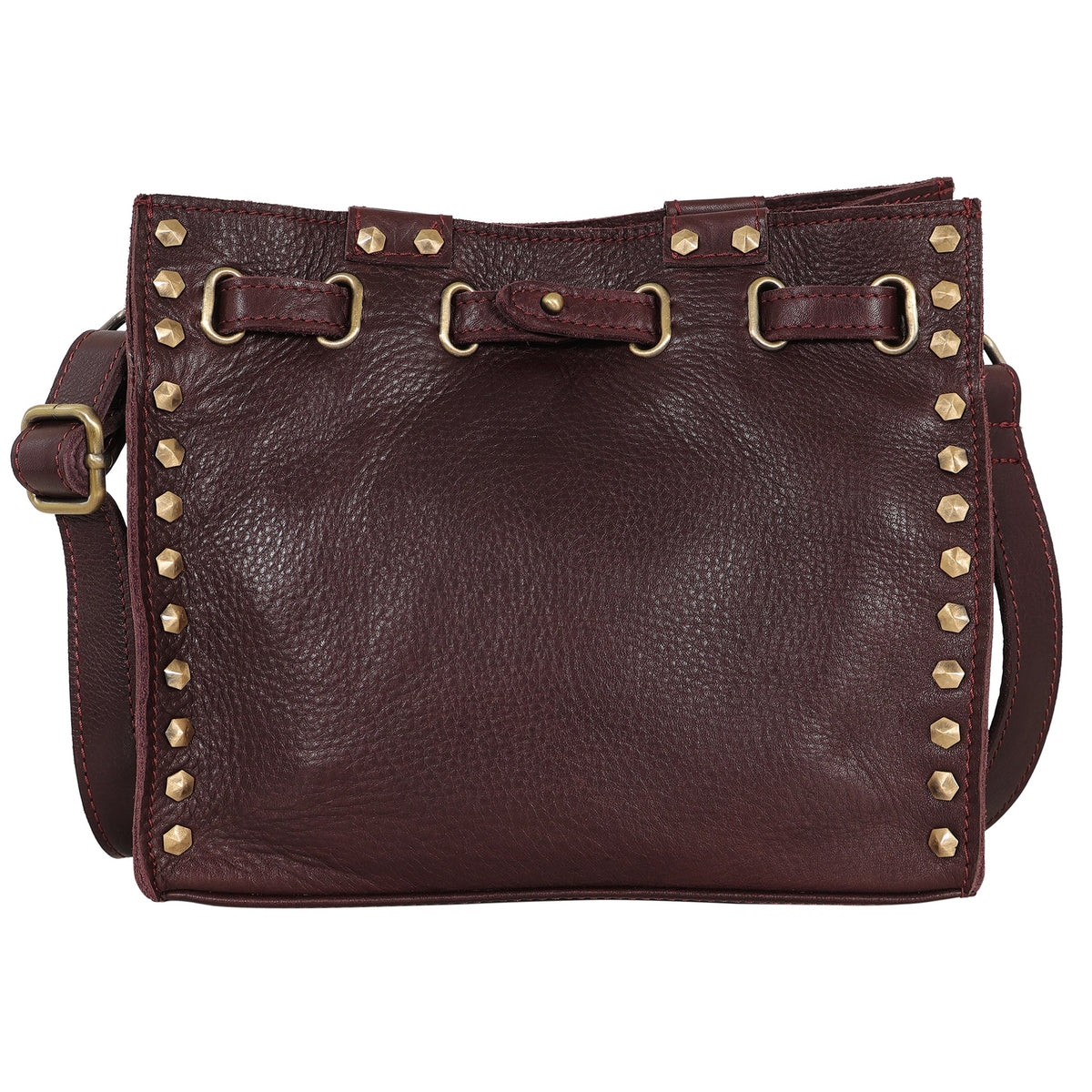 Malibu Milled Leather Crossbody Bag - Wine