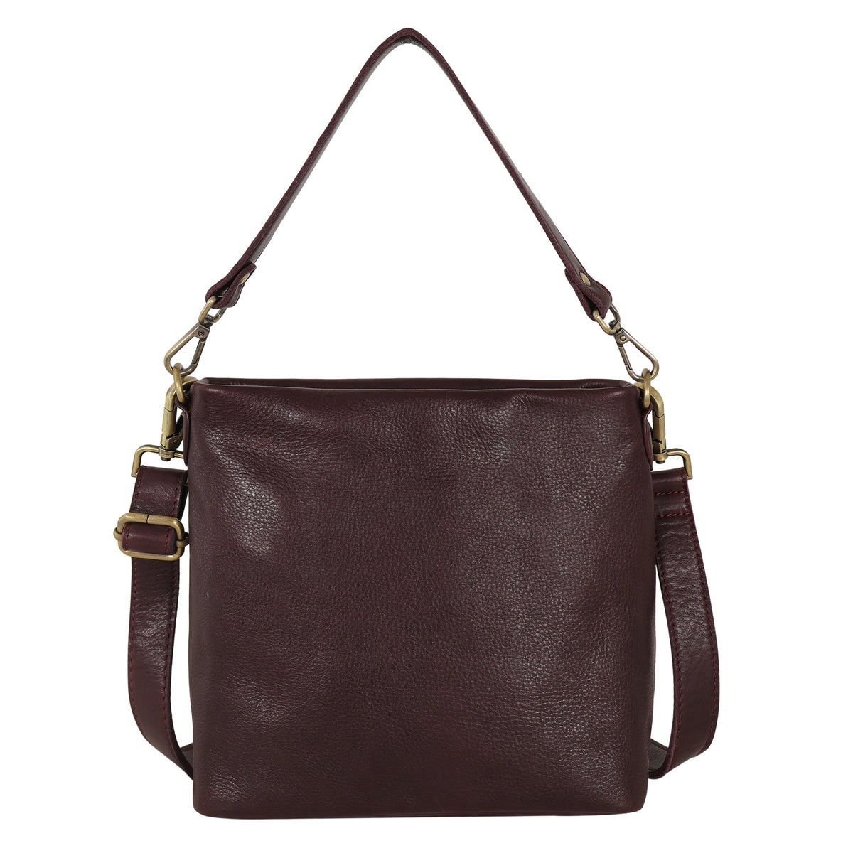 Tabor Milled Leather Crossbody Bag - Wine
