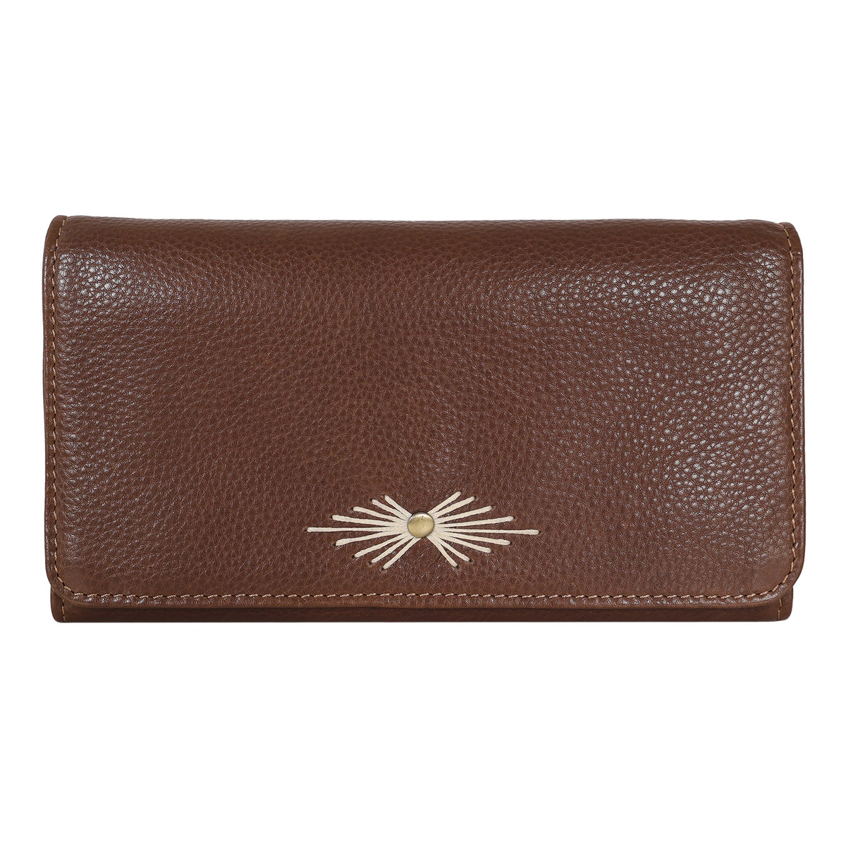 Barb Milled Leather Wallet - Mocha