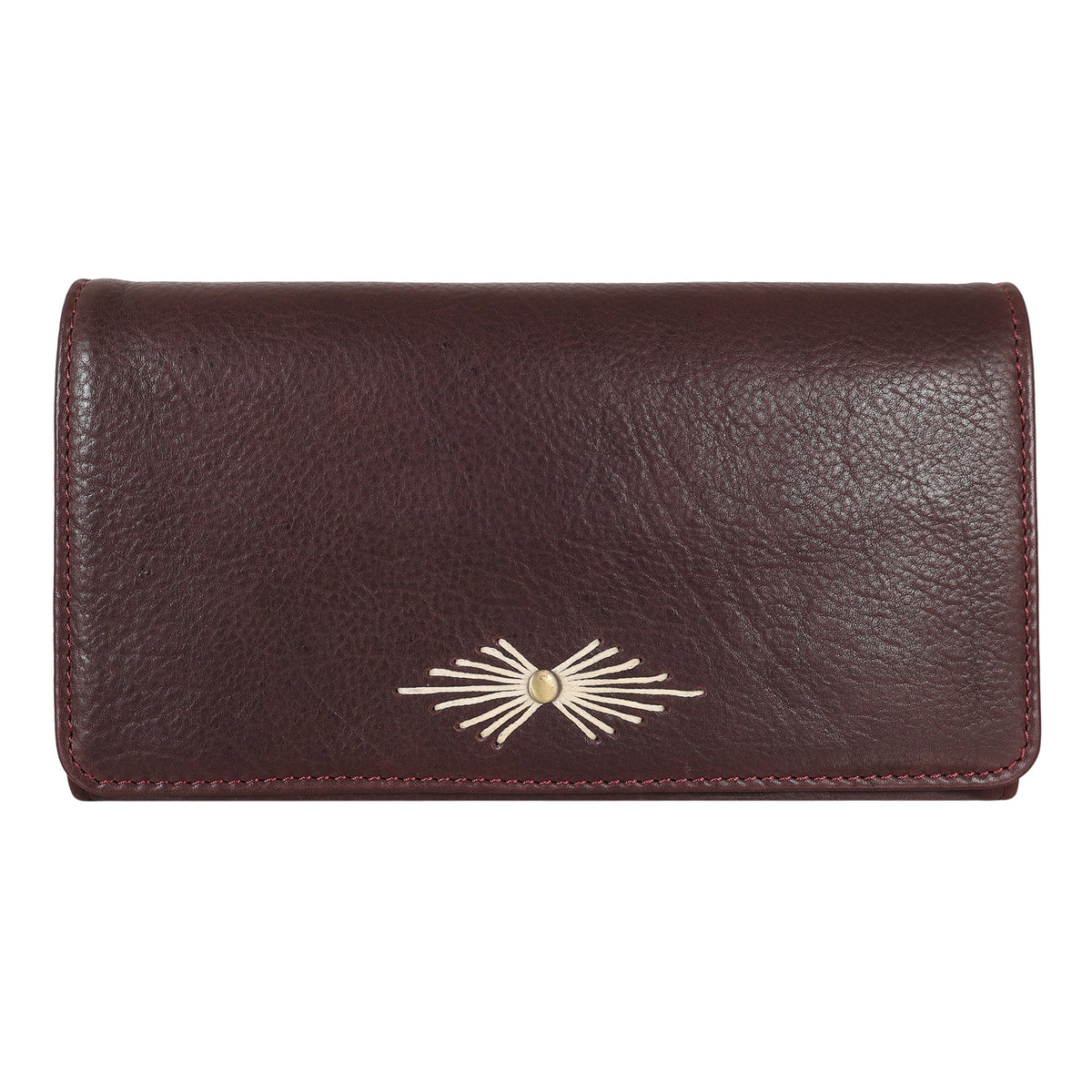 Barb Milled Leather Wallet - Wine