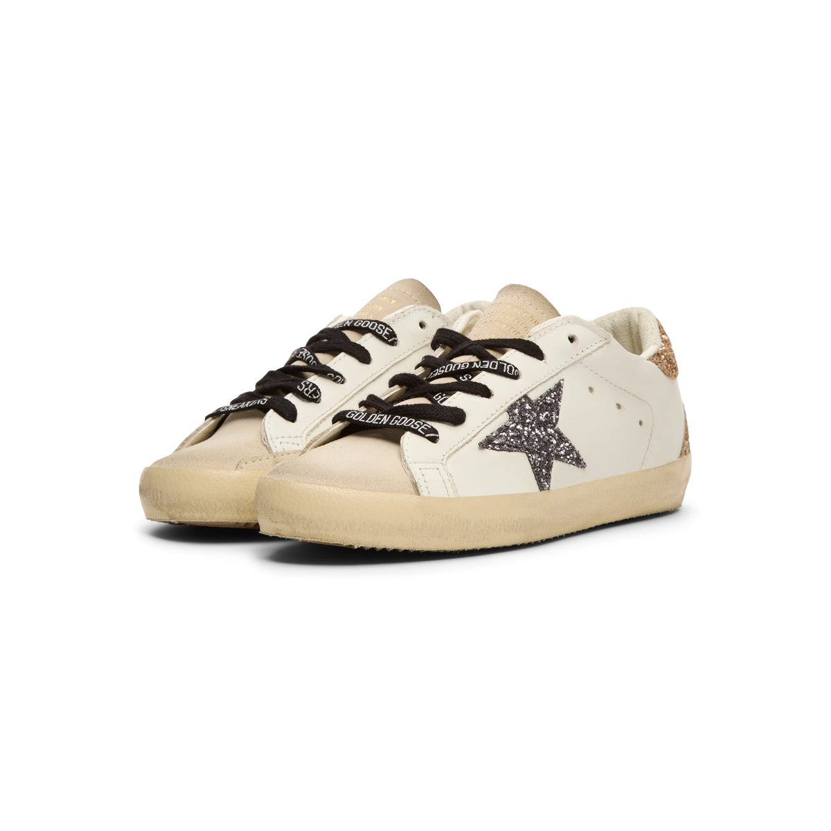 Golden Goose Super-Star Leather Upper Glitter Star Heel (Optic White/Seedpearl/Black/Gold) - Image 3