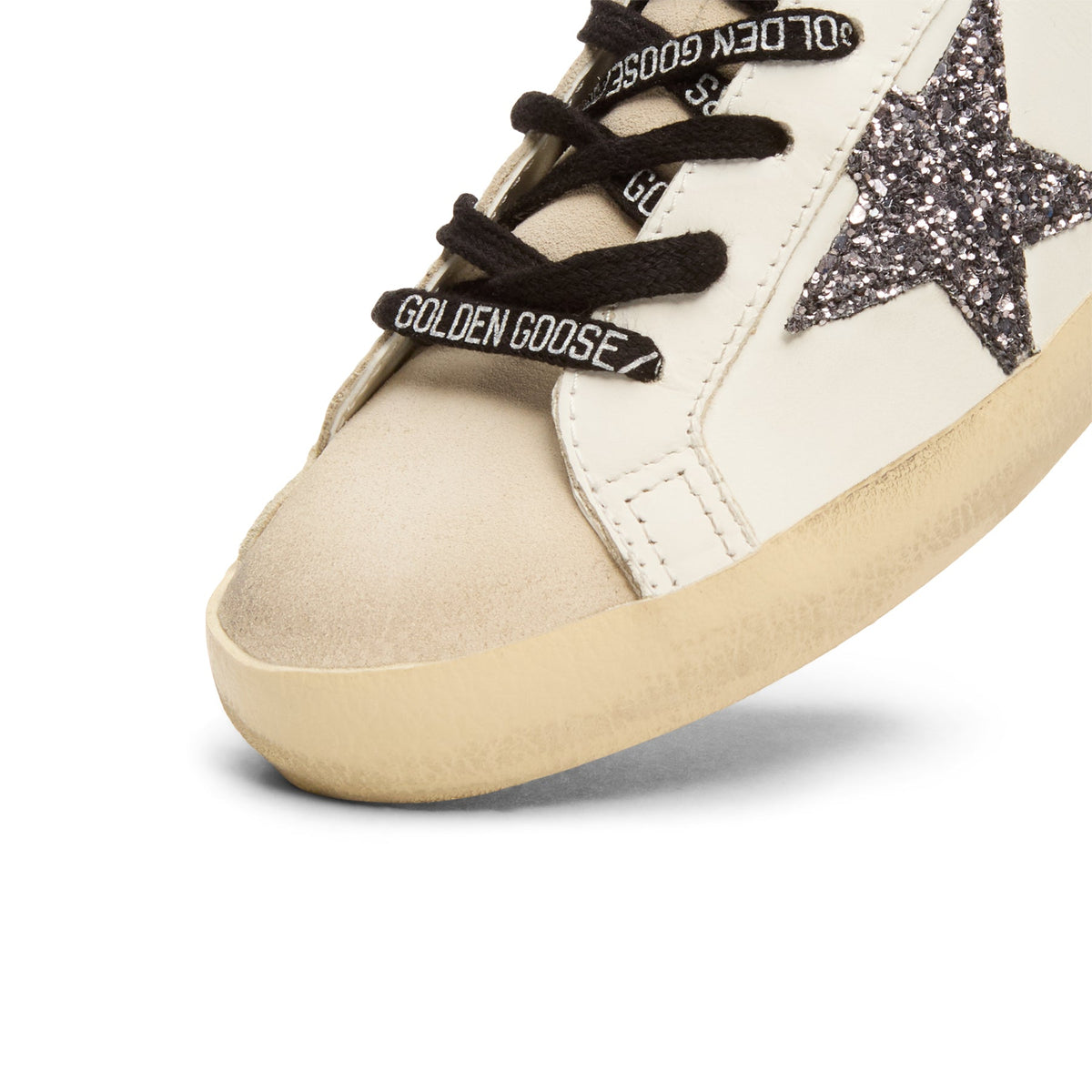 Golden Goose Super-Star Leather Upper Glitter Star Heel (Optic White/Seedpearl/Black/Gold) - Image 6