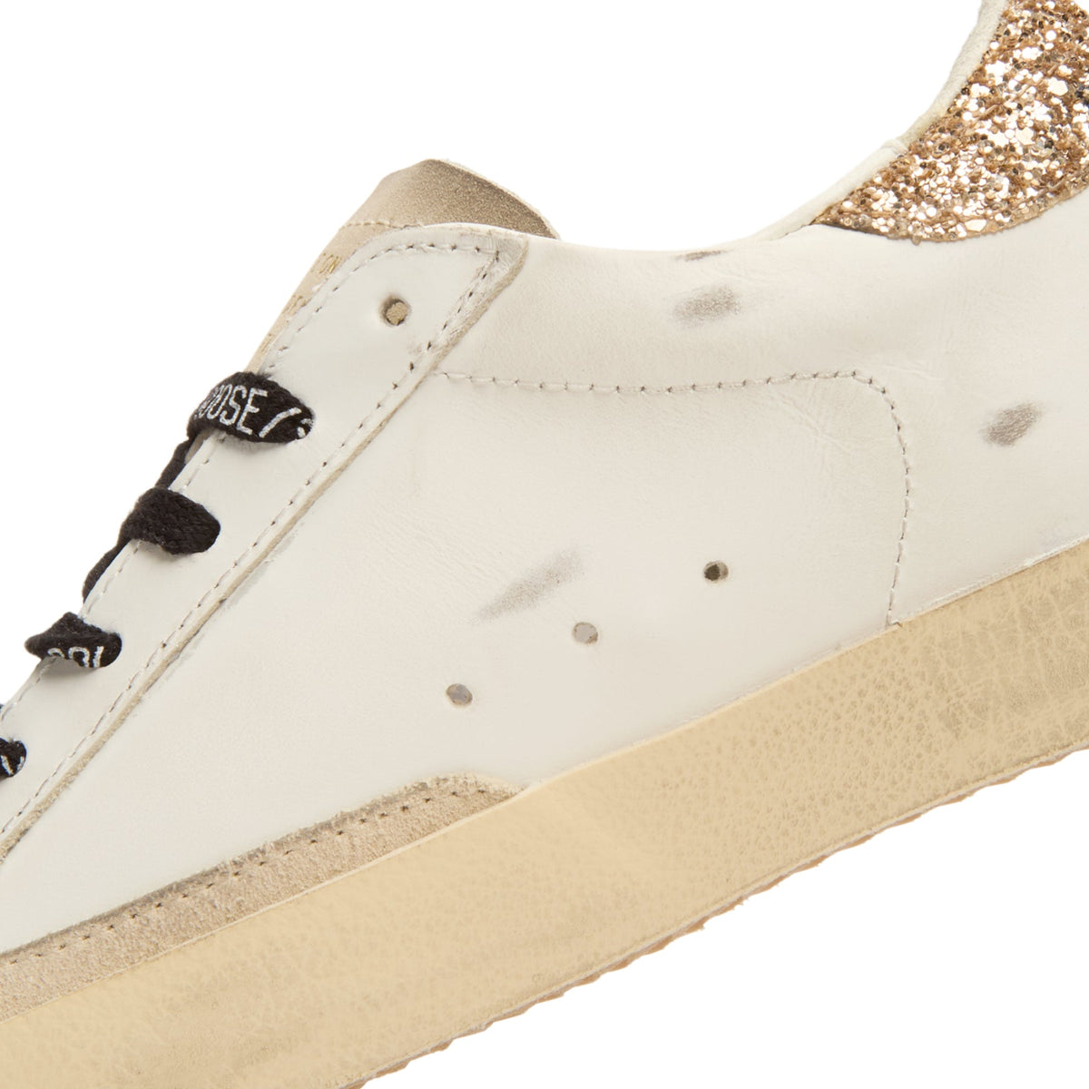 Golden Goose Super-Star Leather Upper Glitter Star Heel (Optic White/Seedpearl/Black/Gold) - Image 8