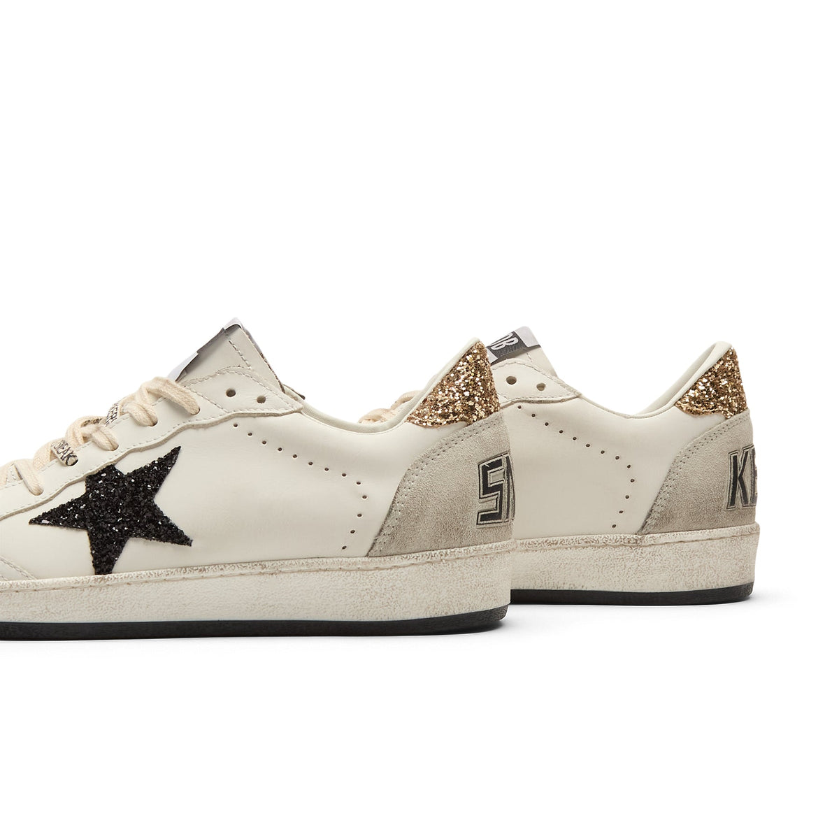 Golden Goose Ballstar Leather Upper And Toe Glitter (White/Black/Gold/Ice) - Image 3