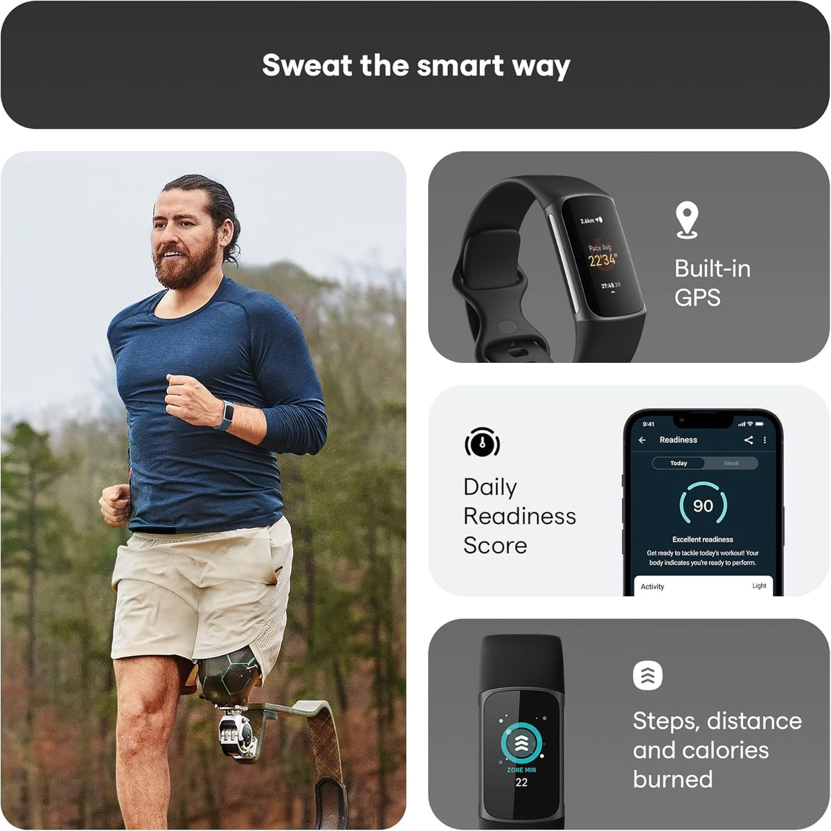 Fitbit - Charge 5 Advanced Fitness & Health Tracker - Graphite - FB421BKBK - Image 4