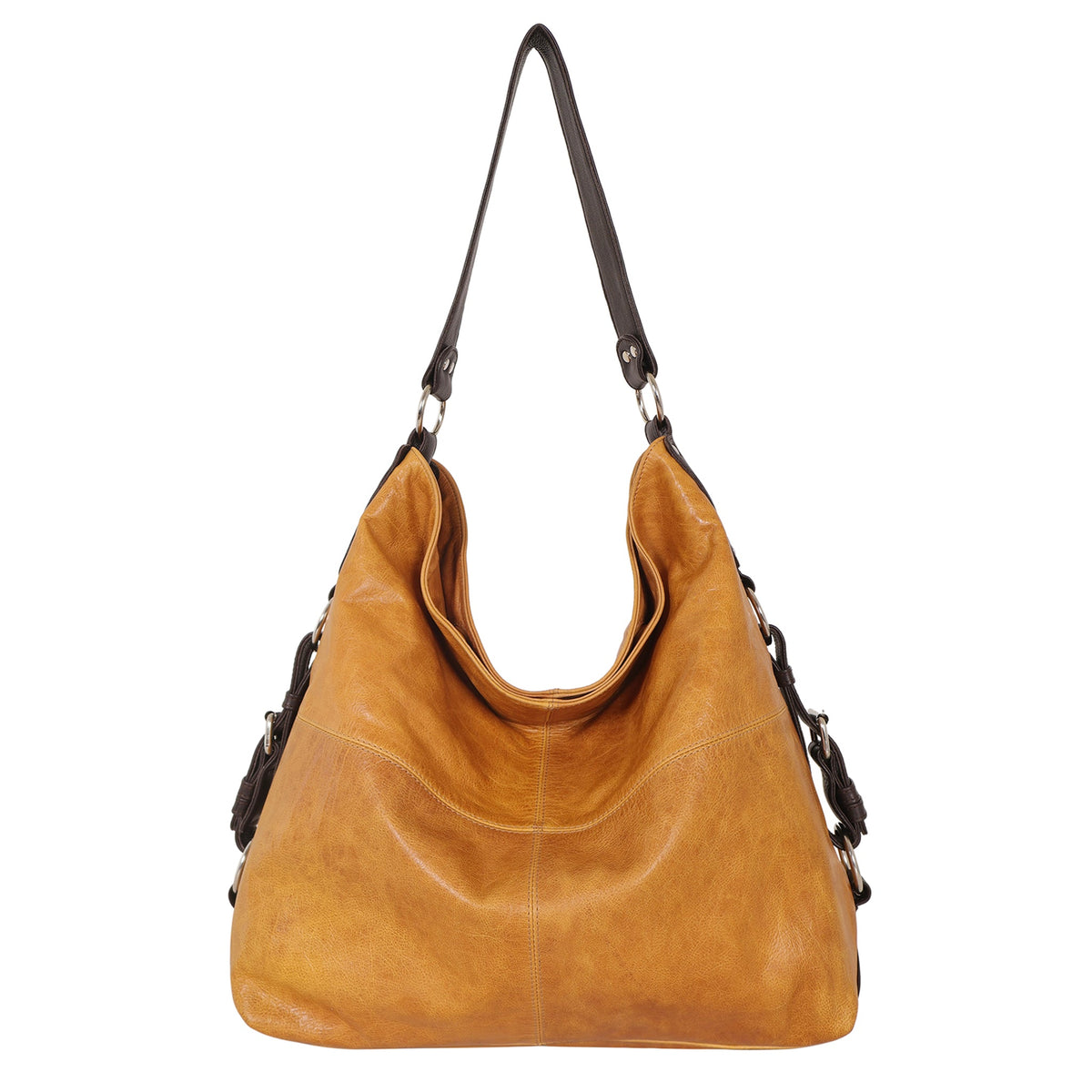 Simone Lg Leather Shoulder Bag - Tan