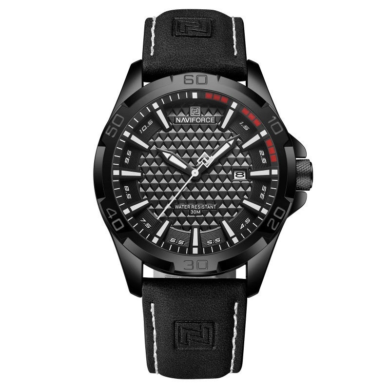 NAVIFORCE Men's Leather Strap Quartz Watch - Procurement