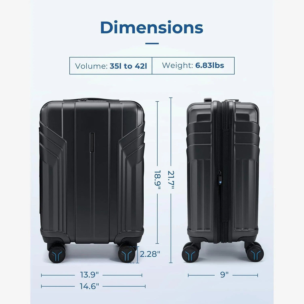 Jetsetter 20 Inch Expandable PC Hard Shell Spinner Luggage - Image 5