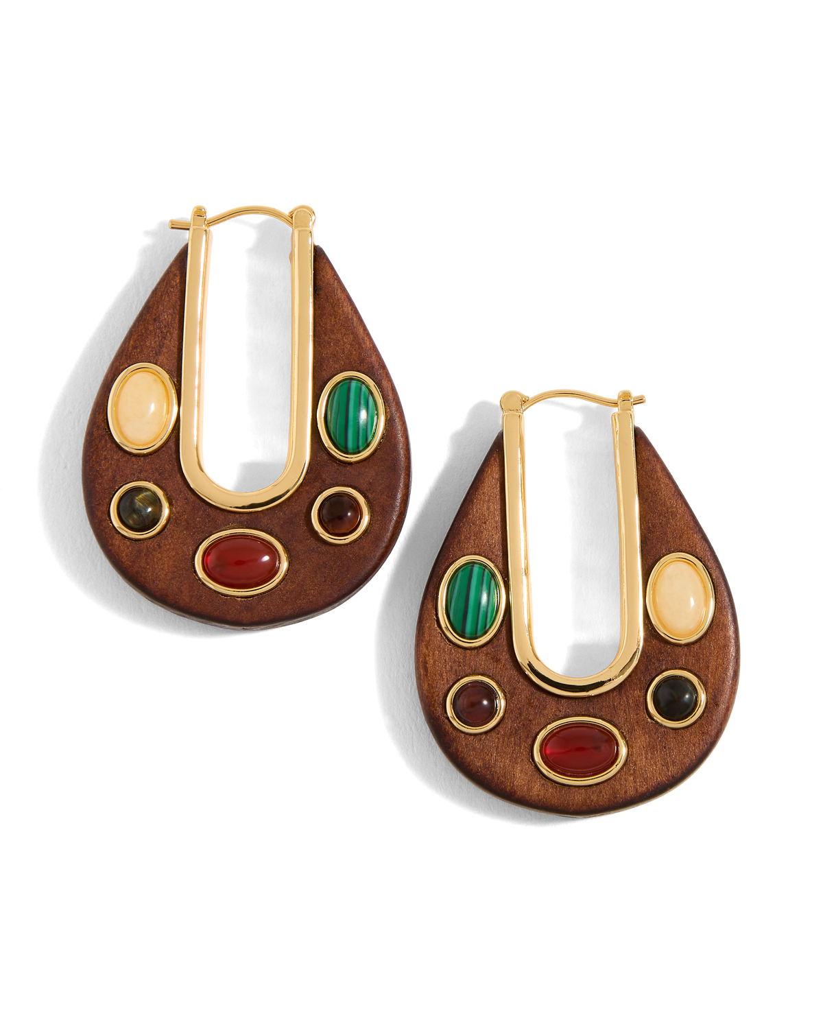 Wood Embellished Drop Hoop - Image 6