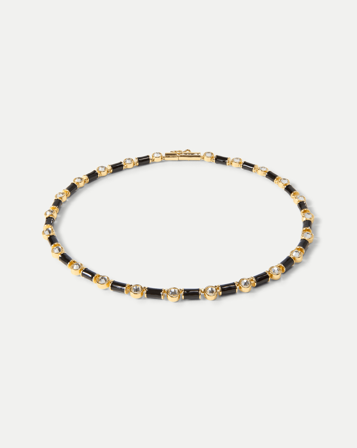 Black Enamel and Crystal Barrel Necklace - Image 3