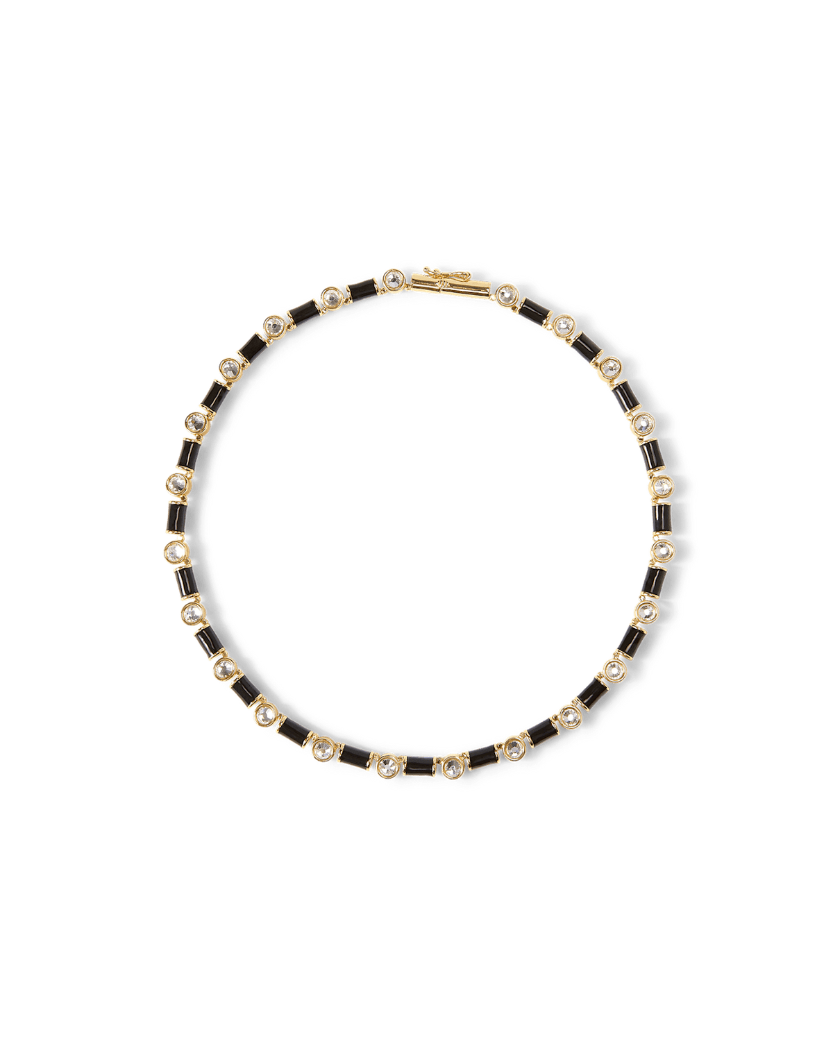 Black Enamel and Crystal Barrel Necklace - Image 5