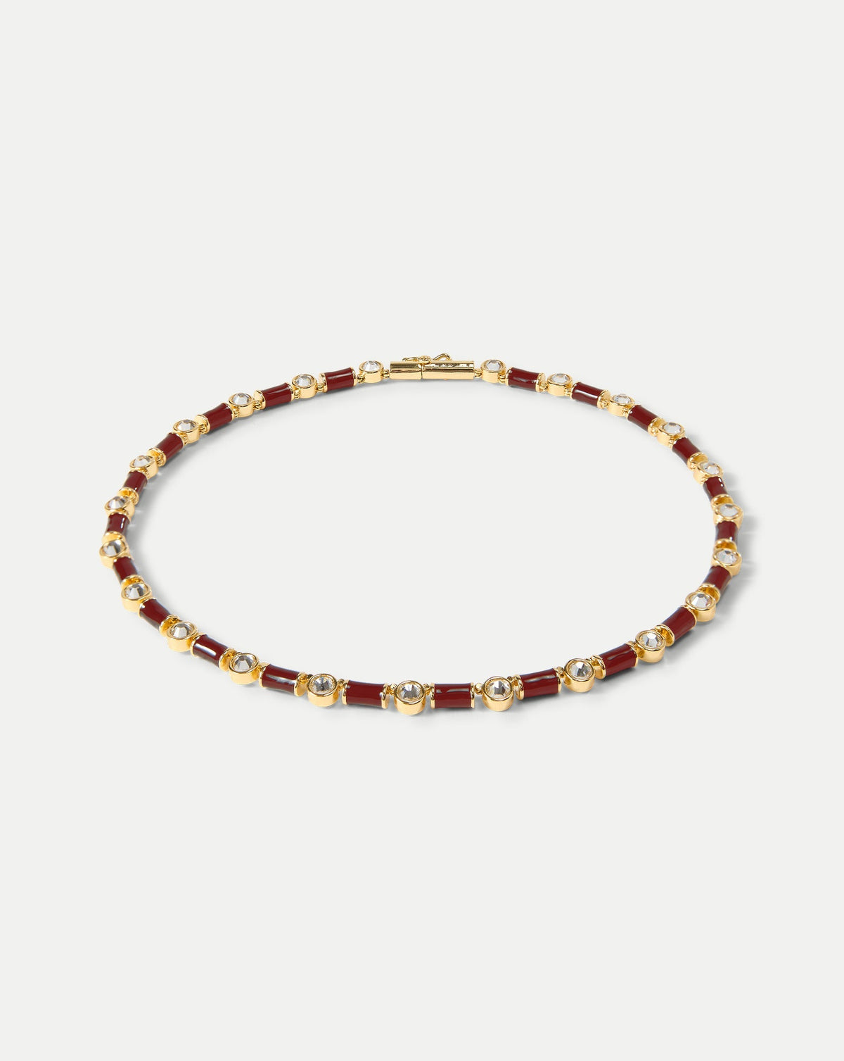 Burgundy Enamel and Crystal Barrel Necklace - Image 3