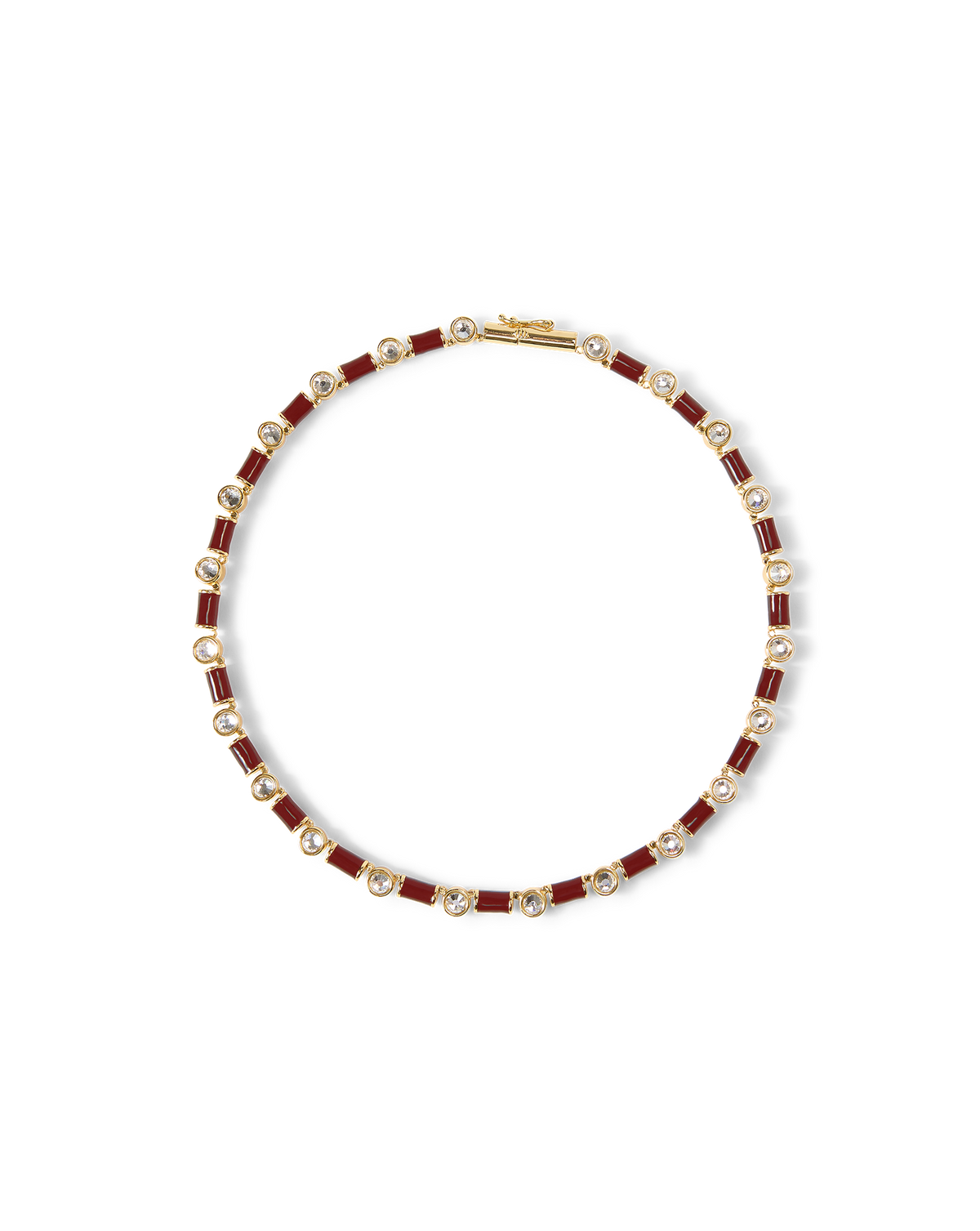 Burgundy Enamel and Crystal Barrel Necklace - Image 5