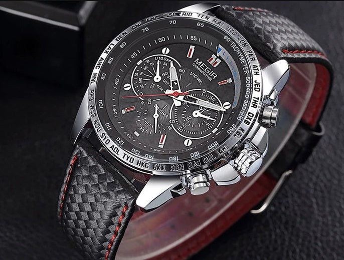 3ATM Waterproof Luxury Men's Leather Strap Quartz Watch - Image 4