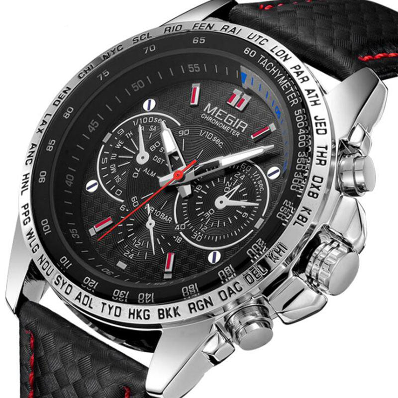 3ATM Waterproof Luxury Men's Leather Strap Quartz Watch - Image 2