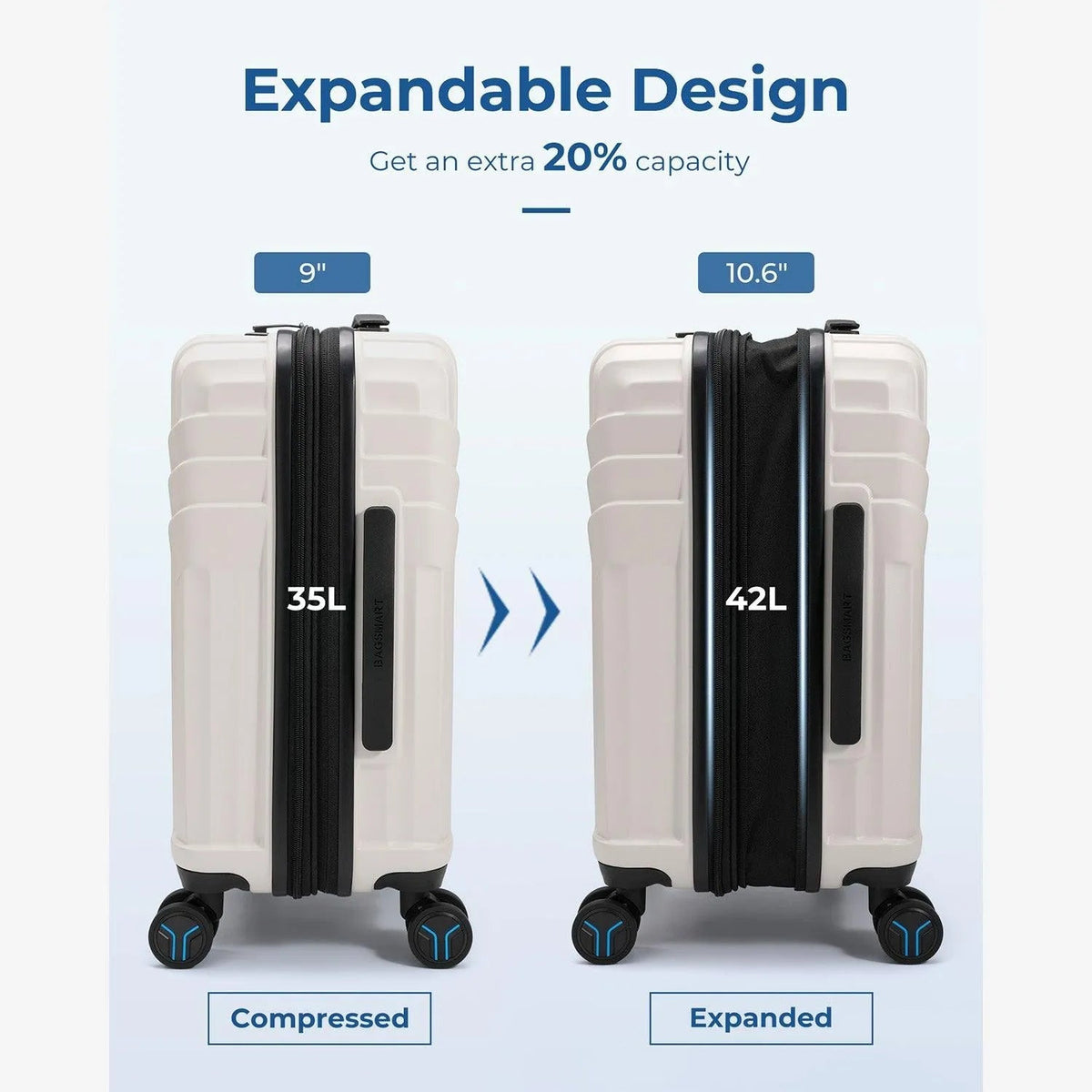 Jetsetter 20 Inch Expandable PC Hard Shell Spinner Luggage - Image 18
