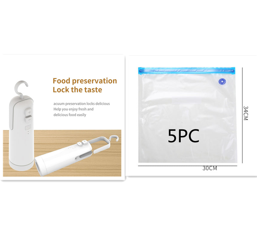4 In 1 Portable Electric Vacuum Sealer For Vacuum Storage Bags Kitchen Gadgets - White Set1