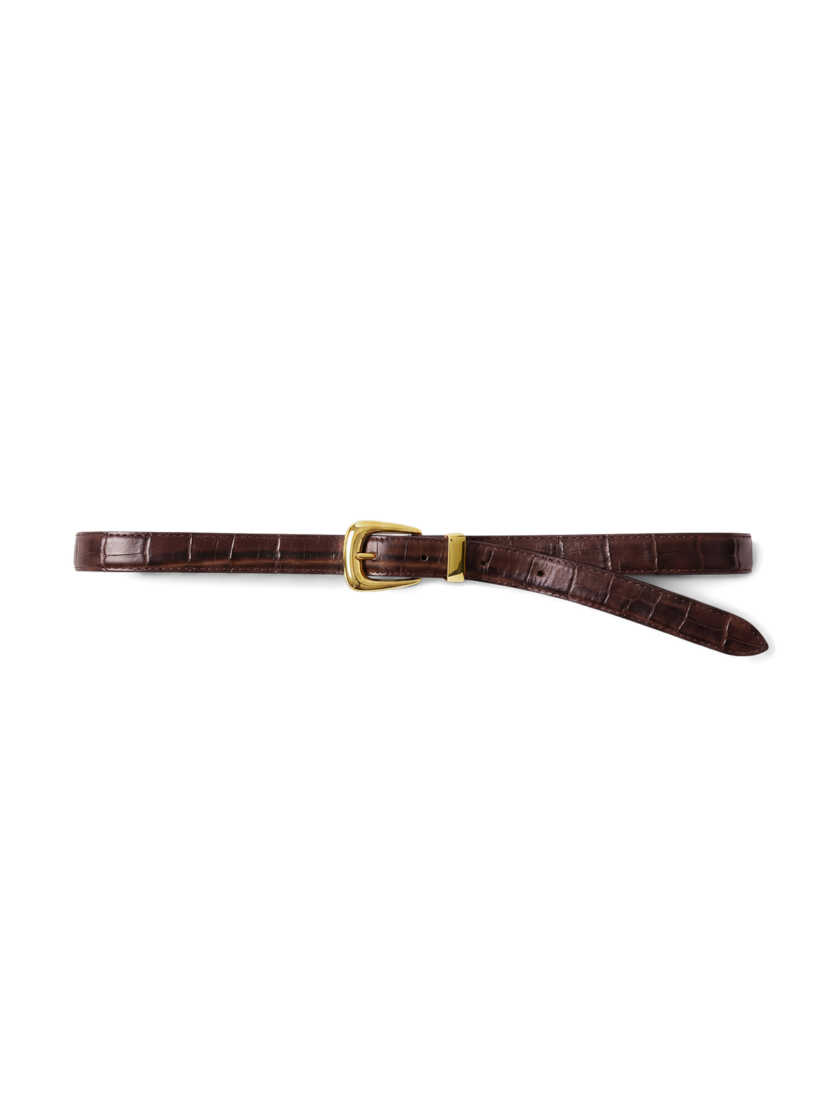 Slim Croc-Embossed Arch Belt - Image 4