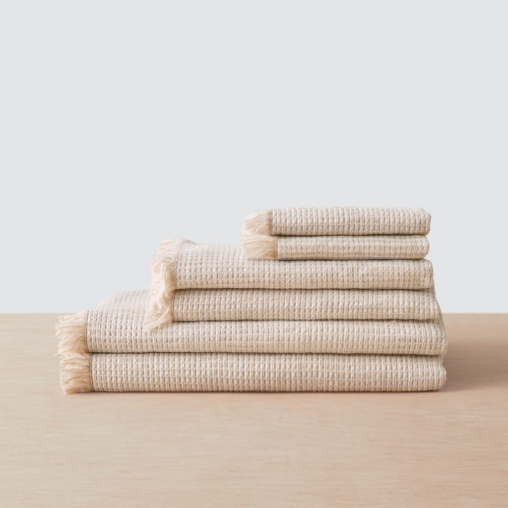 Aegean Cotton Bath Towel Set - Tan / Set of 6