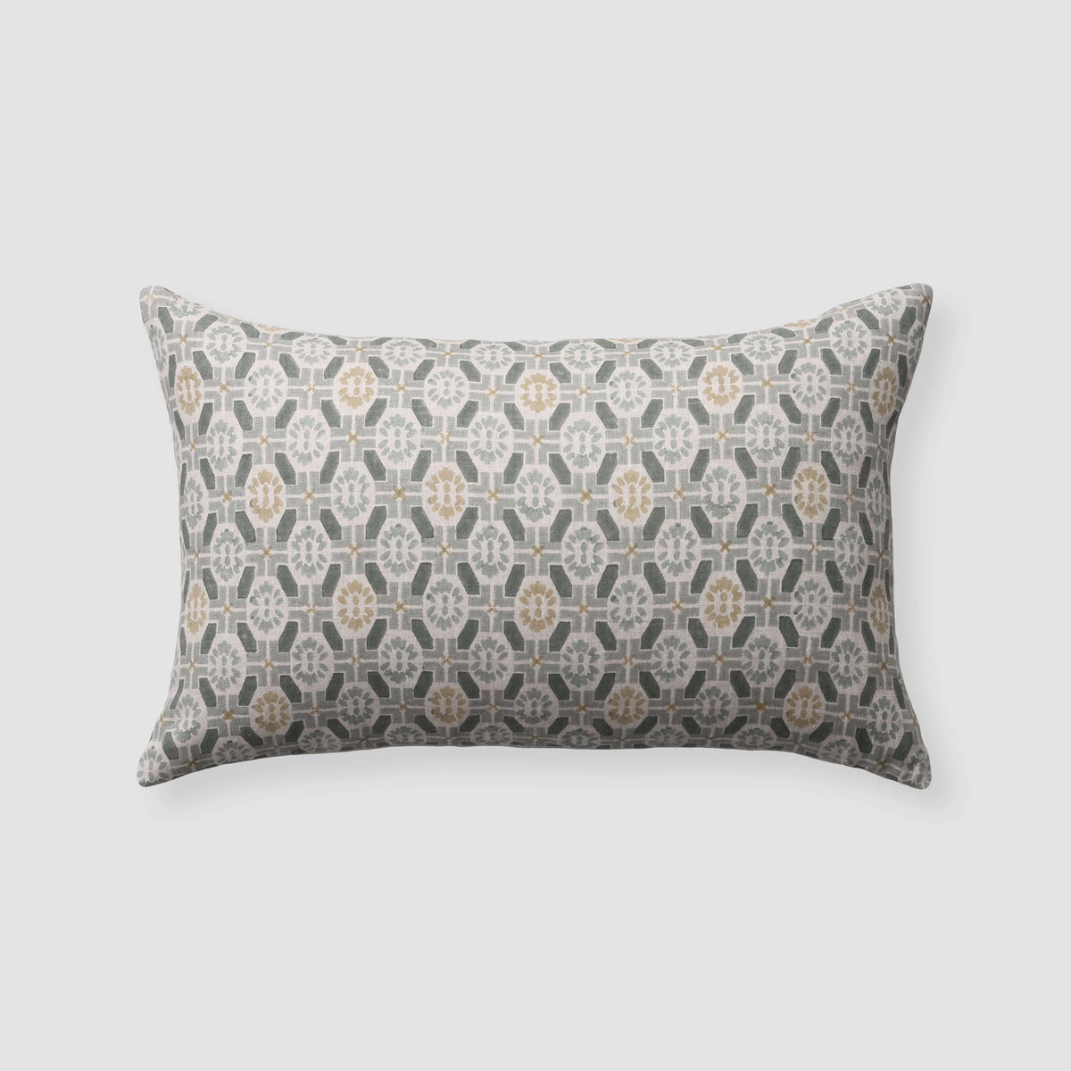 Ayana Block Print Lumbar Pillow - Aegean