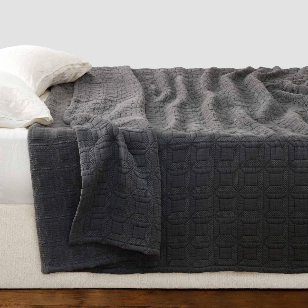 Ayla Organic Cotton Quilted Bed Blanket - Aegean
