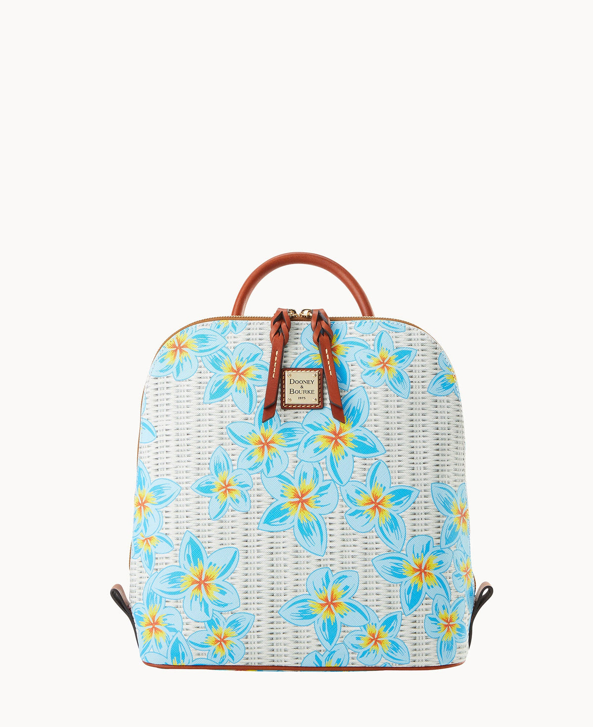 Plumeria Zip Pod Backpack - Sky Blue White