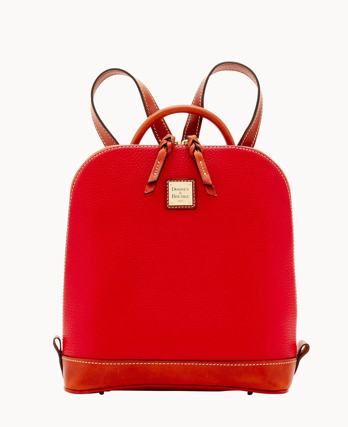 Pebble Grain Zip Pod Backpack - Red