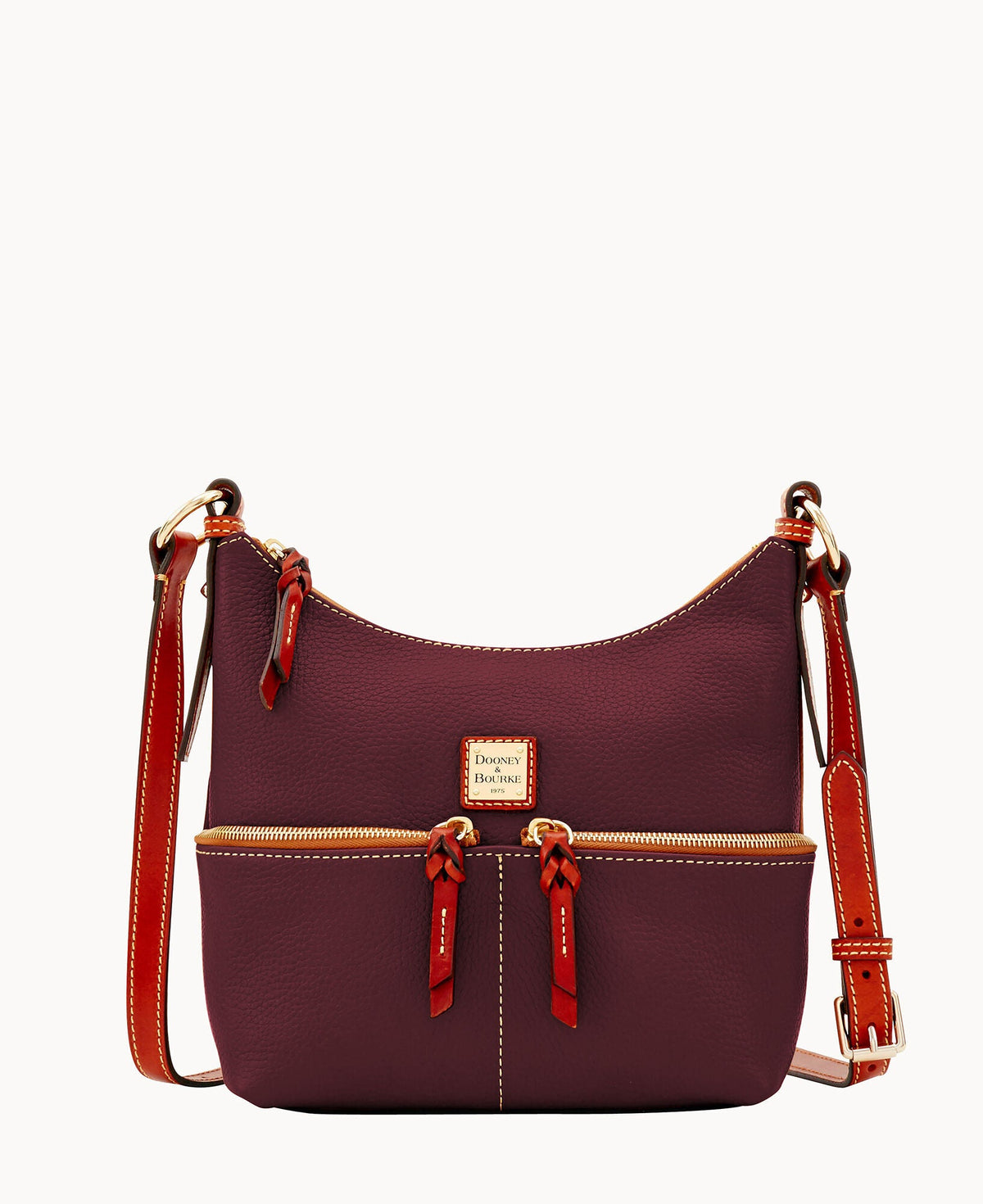 Pebble Grain Alyssa Crossbody - Bordeaux